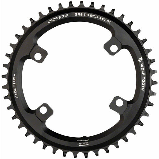 Wolf Tooth Shimano 110 Asymmetric BCD Chainring - 40t, 110 Asymmetric BCD, 4-Bolt, Drop-Stop Flattop, For Shimano GRX Cranks