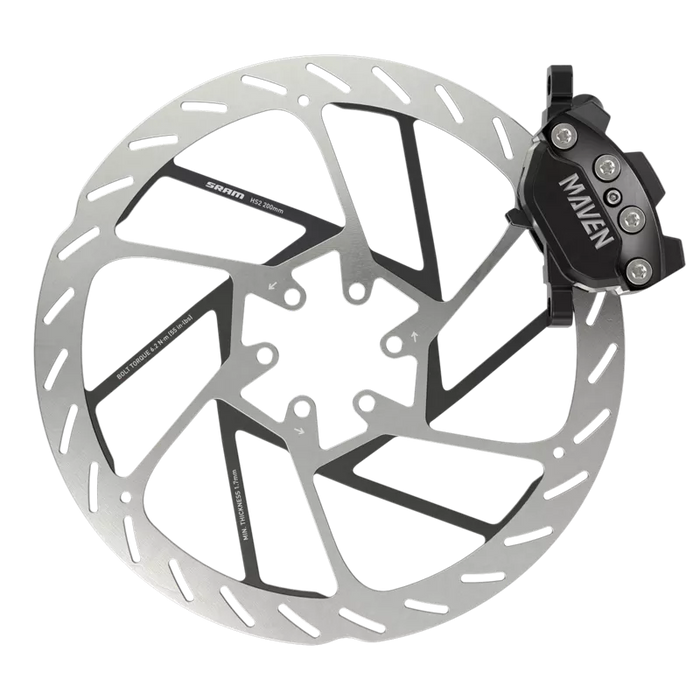 SRAM Maven Silver Disc Brake and Lever - Rear, Post Mount, 4-Piston, SS Hardware, Black, A1