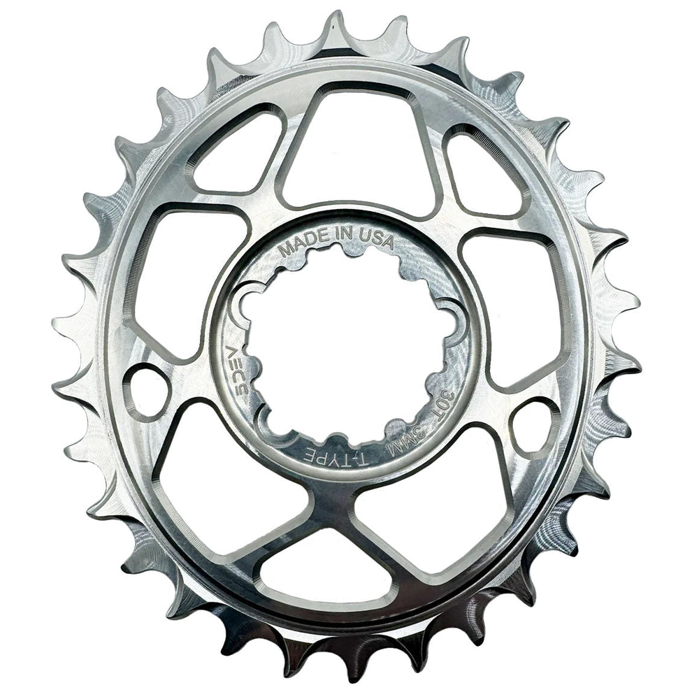 5Dev T-Type Oval 3-Bolt Chainring 3mm Offset 32t Silver