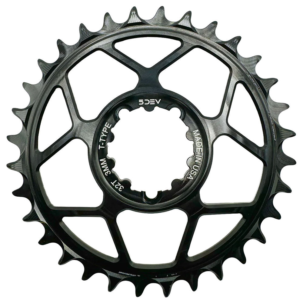 5Dev T-Type 3-Bolt Chainring 3mm Offset 34t Black