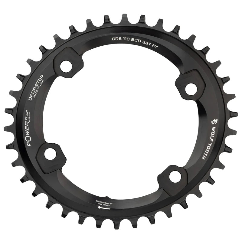 Wolf Tooth Components Elliptical Chainring for Shimano GRX - 42t, 110mm Asymmetric BCD, 4-Bolt